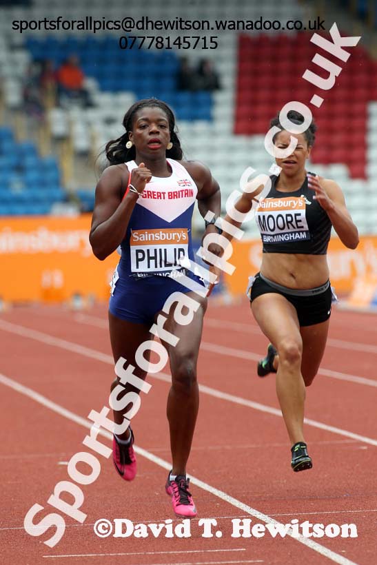 Asha Philip (Newham) 100 metres, 2014 Sainsbury's British Championships. Photo: David T. Hewitson/Sports for All Pics